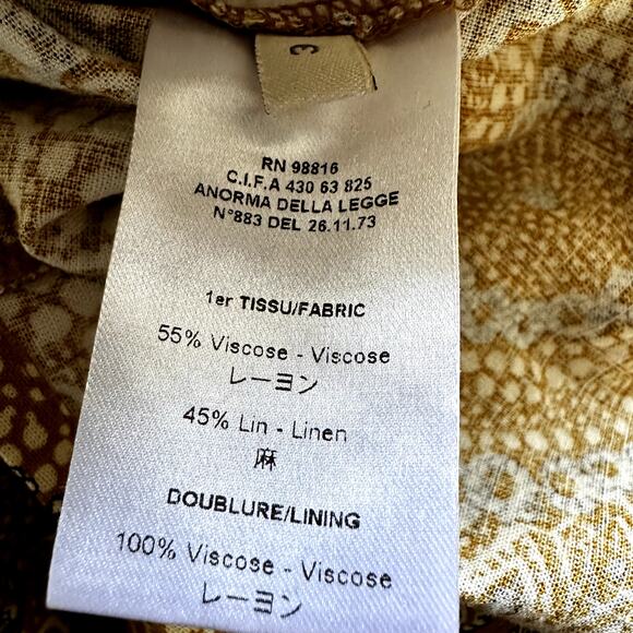 Cotelac Linen Shorts Relaxed Fit Zip Fly Pockets Batik Print Yellow 3 XL - Picture 4 of 6